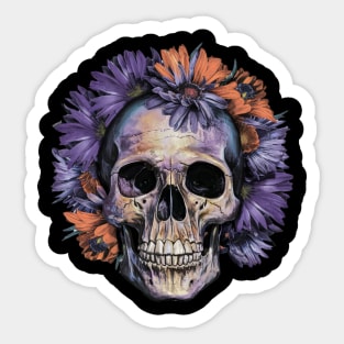Floral Skull: Beauty and Darkness in Harmony Sticker